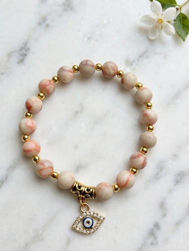 Cream bead evil - cream, eye