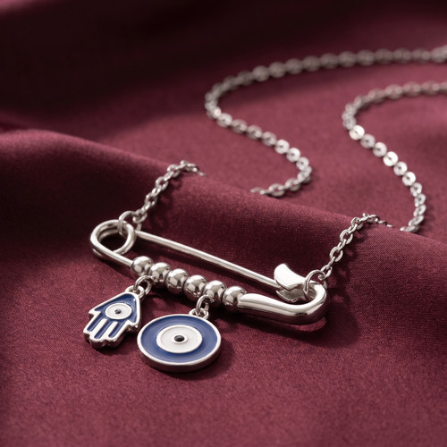 Safety pin necklace hamsa and - safety, necklace,