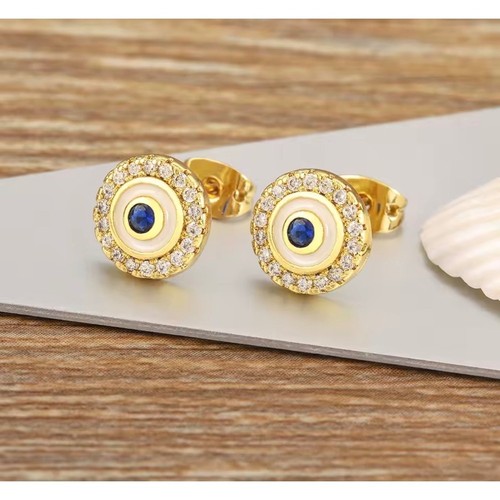 Evil eye stud earrings 14k - evil,